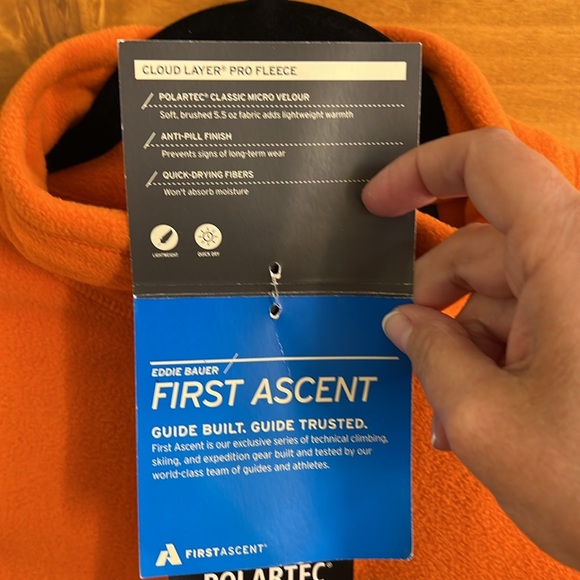 NWT Eddie Bauer Men’s Size M orange First Ascent Polartec quarter zip - Picture 5 of 9